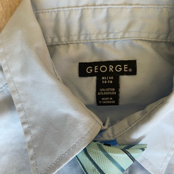 XL 14-16 George Boys Button up longsleeve dress up 3 shirts and 3 ties bundle - Picture 4 of 4